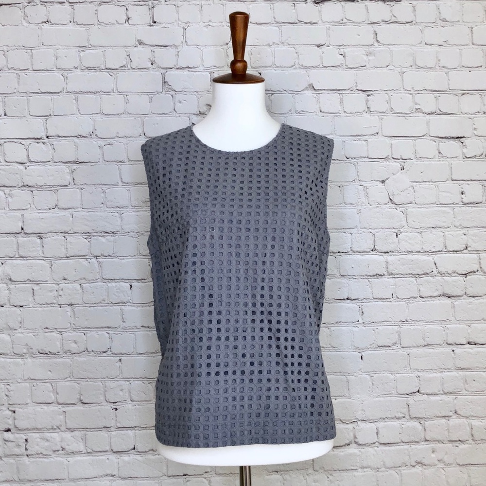 GAP Gray Eyelet Sleeveless Top